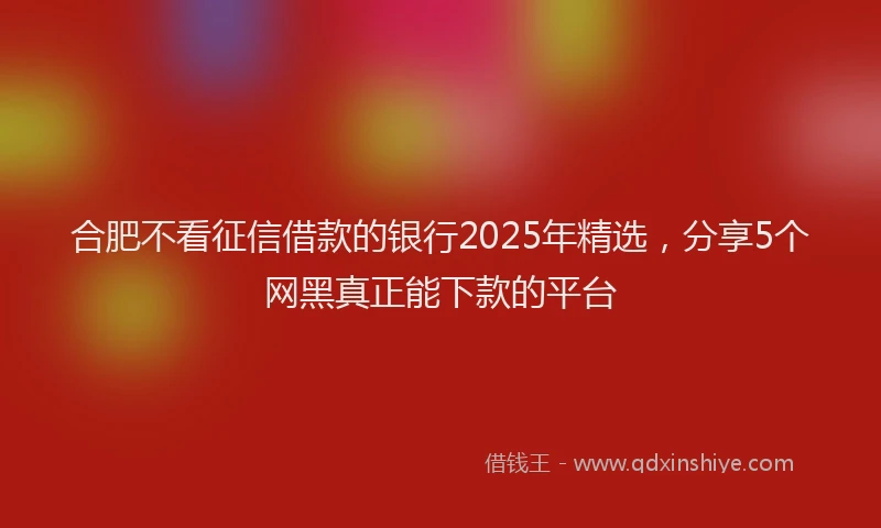 合肥不看征信借款的银行2025年精选，分享5个网黑真正能下款的平台