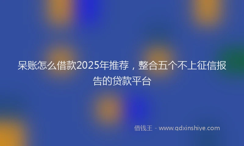 呆账怎么借款2025年推荐，整合五个不上征信报告的贷款平台