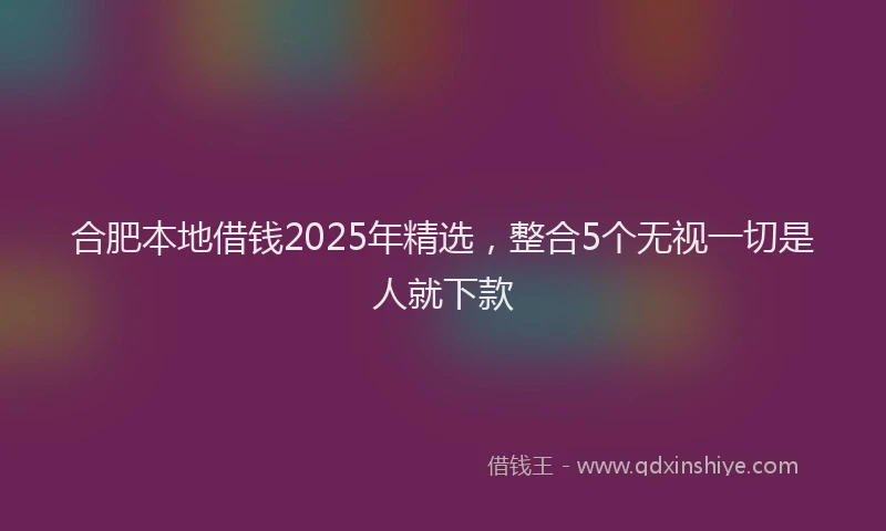 合肥本地借钱2025年精选，整合5个无视一切是人就下款