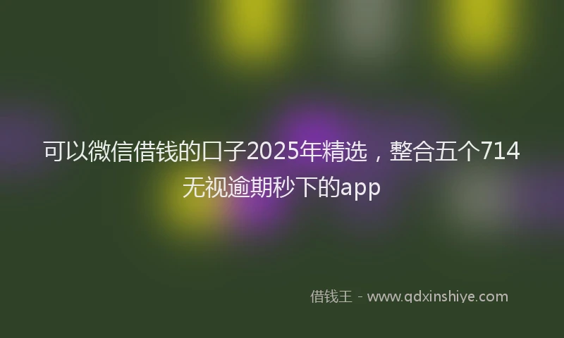 可以微信借钱的口子2025年精选，整合五个714无视逾期秒下的app