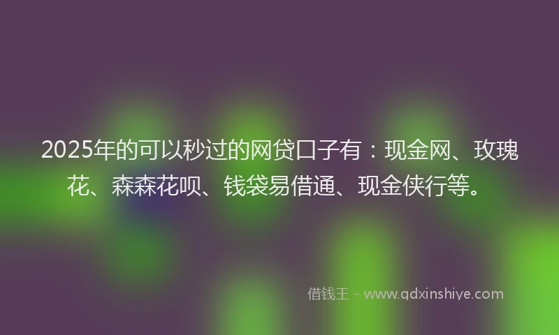 2025年的可以秒过的网贷口子有：现金网、玫瑰花、森森花呗、钱袋易借通、现金侠行等。