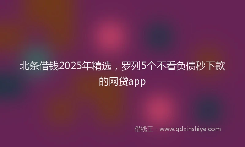 北条借钱2025年精选，罗列5个不看负债秒下款的网贷app