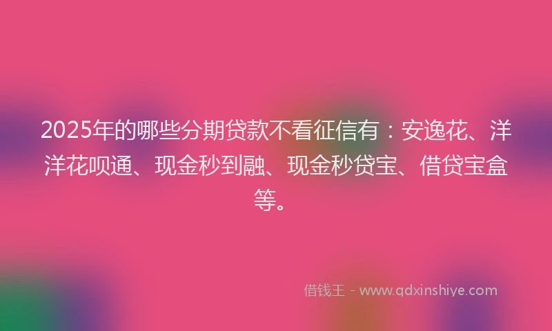 2025年的哪些分期贷款不看征信有：安逸花、洋洋花呗通、现金秒到融、现金秒贷宝、借贷宝盒等。