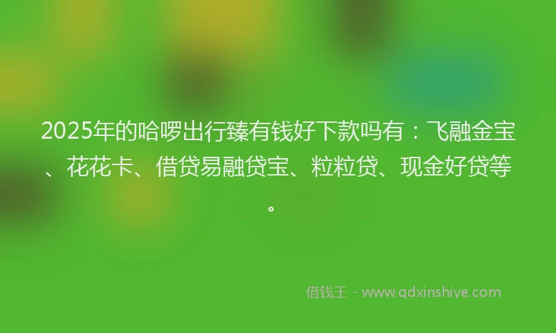 2025年的哈啰出行臻有钱好下款吗有：飞融金宝、花花卡、借贷易融贷宝、粒粒贷、现金好贷等。