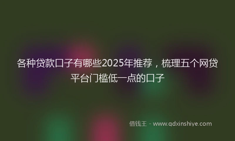 各种贷款口子有哪些2025年推荐，梳理五个网贷平台门槛低一点的口子