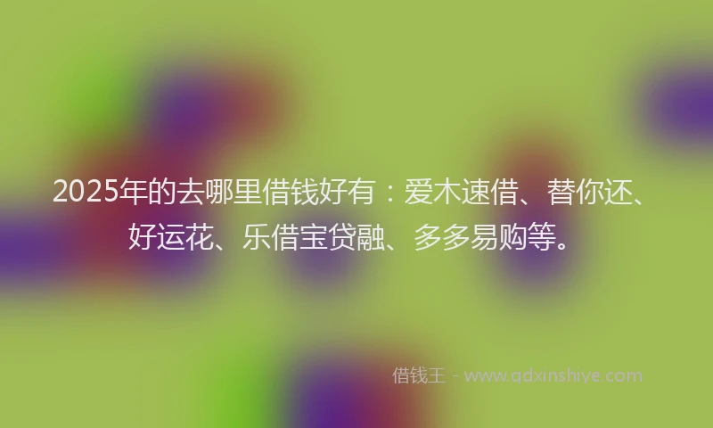 2025年的去哪里借钱好有：爱木速借、替你还、好运花、乐借宝贷融、多多易购等。