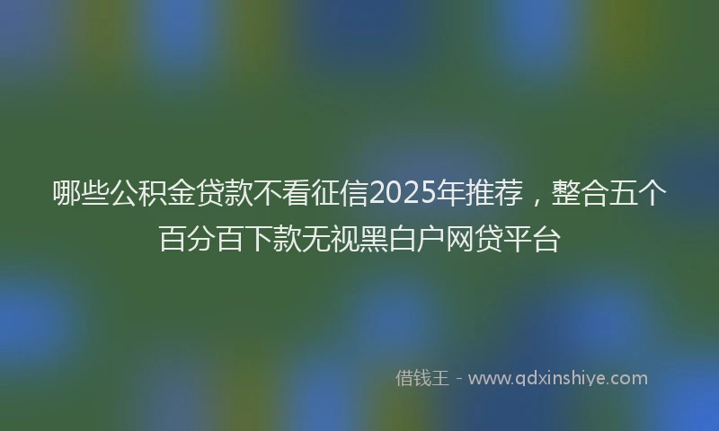 哪些公积金贷款不看征信2025年推荐，整合五个百分百下款无视黑白户网贷平台