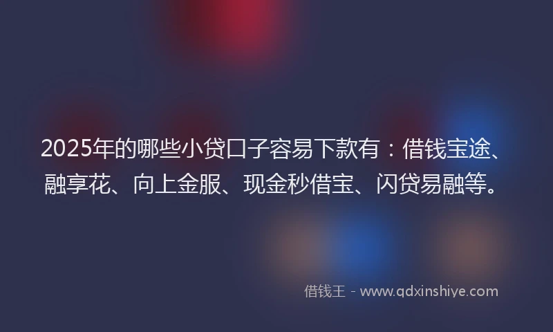 2025年的哪些小贷口子容易下款有：借钱宝途、融享花、向上金服、现金秒借宝、闪贷易融等。