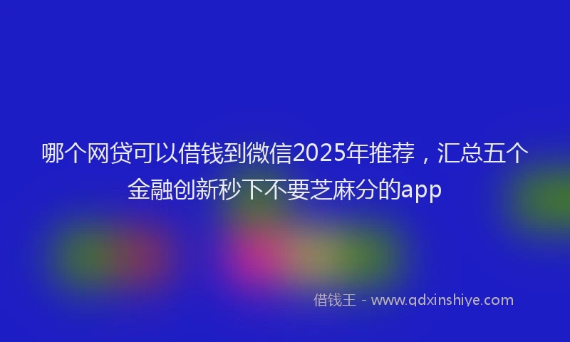 哪个网贷可以借钱到微信2025年推荐，汇总五个金融创新秒下不要芝麻分的app