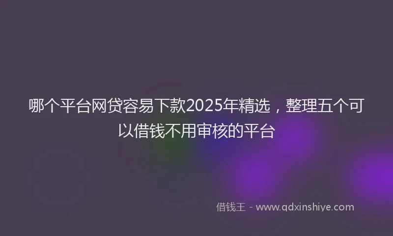 哪个平台网贷容易下款2025年精选，整理五个可以借钱不用审核的平台
