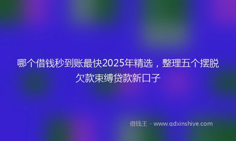 哪个借钱秒到账最快2025年精选，整理五个摆脱欠款束缚贷款新口子