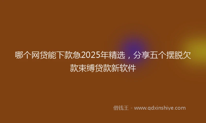 哪个网贷能下款急2025年精选，分享五个摆脱欠款束缚贷款新软件