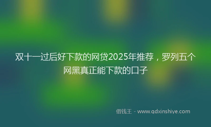 双十一过后好下款的网贷2025年推荐，罗列五个网黑真正能下款的口子
