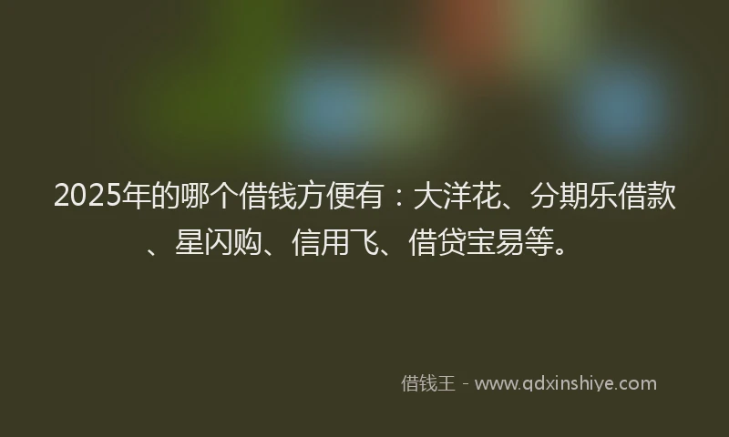 2025年的哪个借钱方便有：大洋花、分期乐借款、星闪购、信用飞、借贷宝易等。