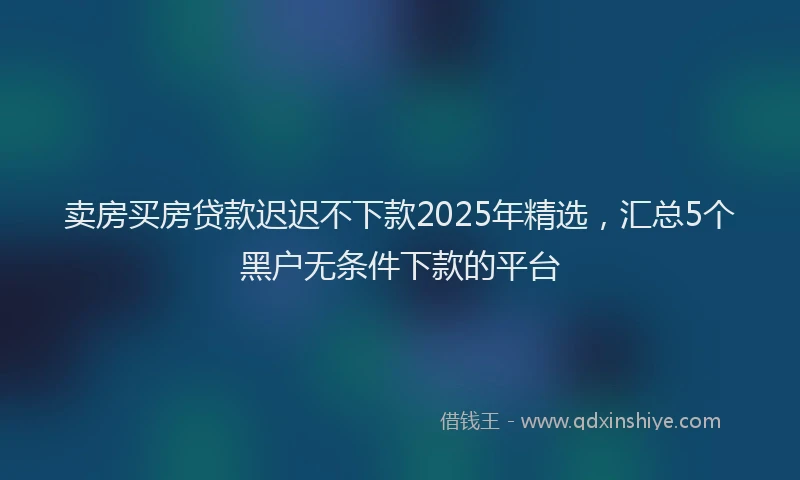 卖房买房贷款迟迟不下款2025年精选，汇总5个黑户无条件下款的平台