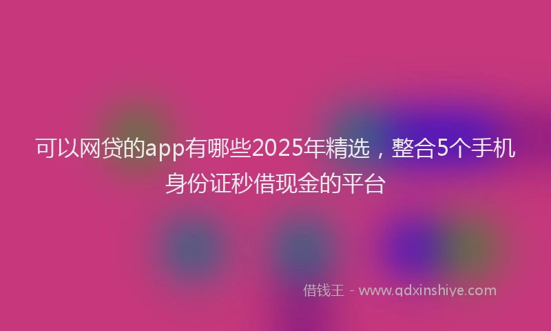 可以网贷的app有哪些2025年精选，整合5个手机身份证秒借现金的平台