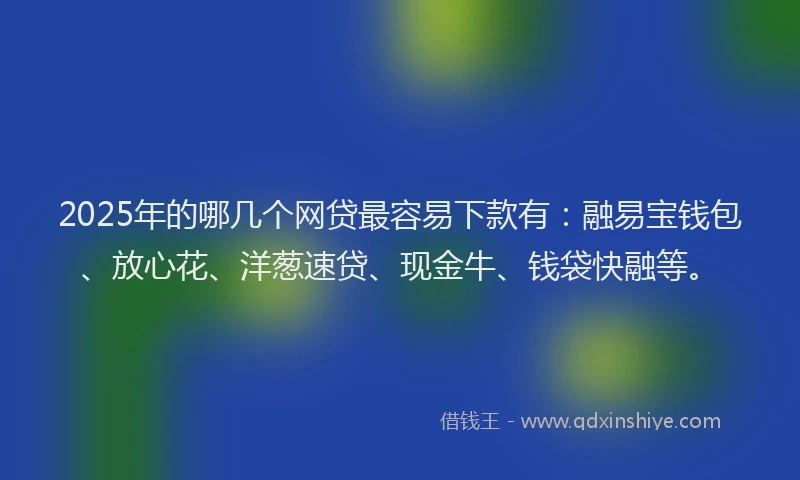 2025年的哪几个网贷最容易下款有：融易宝钱包、放心花、洋葱速贷、现金牛、钱袋快融等。
