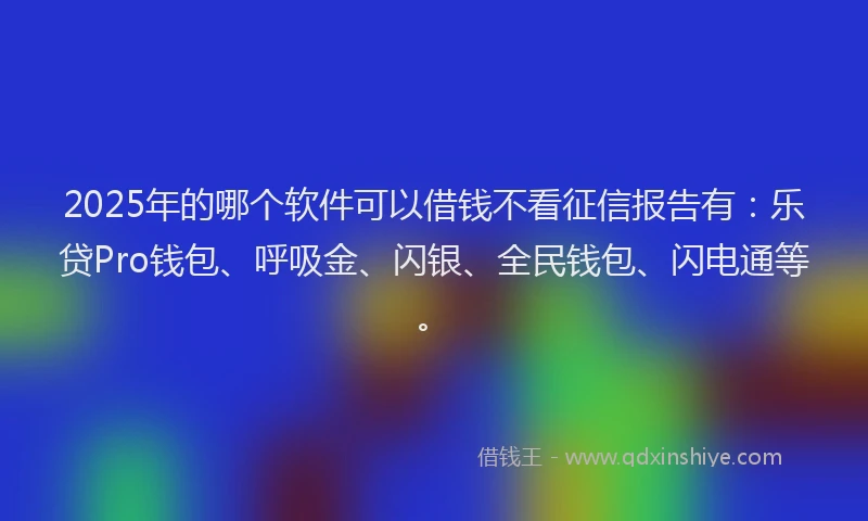 2025年的哪个软件可以借钱不看征信报告有：乐贷Pro钱包、呼吸金、闪银、全民钱包、闪电通等。