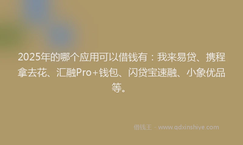 2025年的哪个应用可以借钱有：我来易贷、携程拿去花、汇融Pro+钱包、闪贷宝速融、小象优品等。