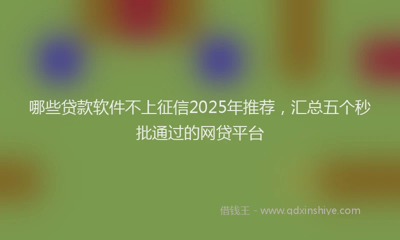 哪些贷款软件不上征信2025年推荐，汇总五个秒批通过的网贷平台