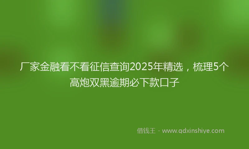 厂家金融看不看征信查询2025年精选，梳理5个高炮双黑逾期必下款口子