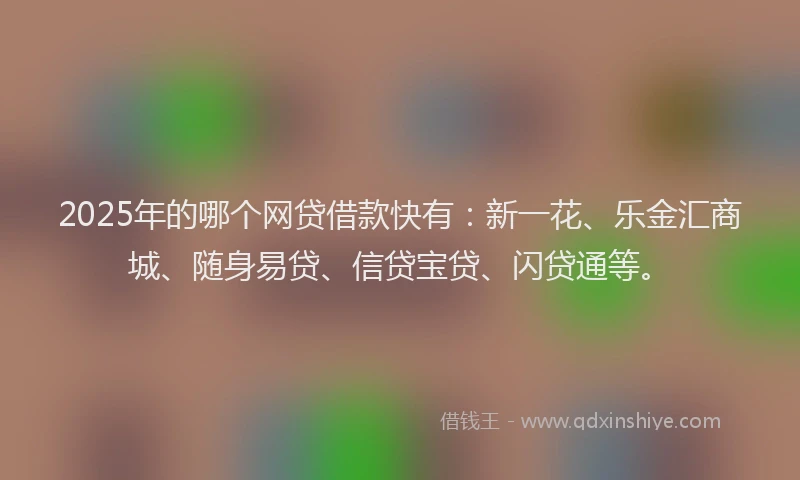 2025年的哪个网贷借款快有：新一花、乐金汇商城、随身易贷、信贷宝贷、闪贷通等。