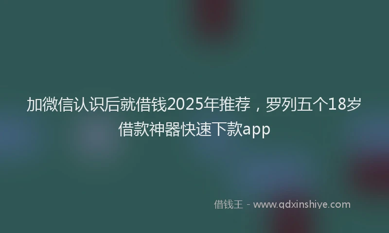 加微信认识后就借钱2025年推荐，罗列五个18岁借款神器快速下款app