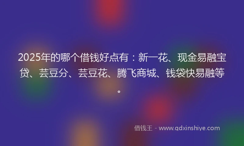 2025年的哪个借钱好点有：新一花、现金易融宝贷、芸豆分、芸豆花、腾飞商城、钱袋快易融等。