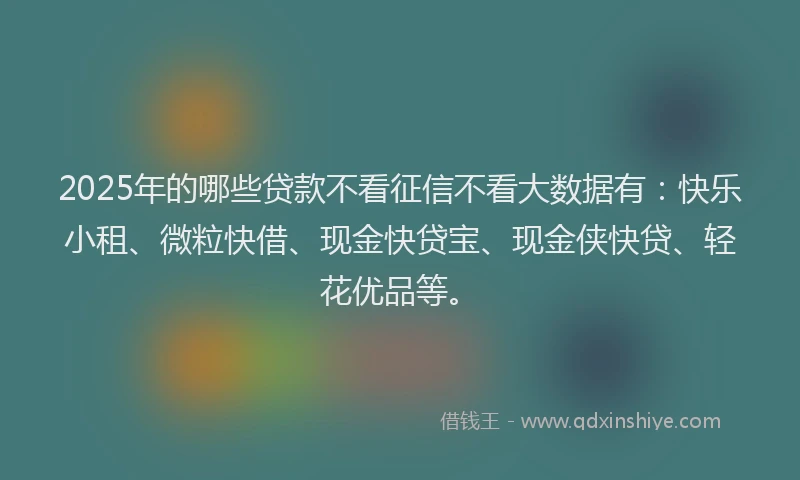 2025年的哪些贷款不看征信不看大数据有：快乐小租、微粒快借、现金快贷宝、现金侠快贷、轻花优品等。