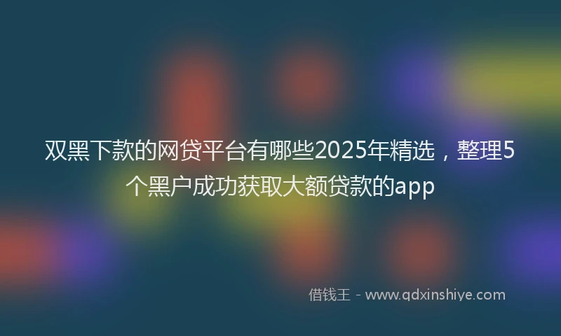 双黑下款的网贷平台有哪些2025年精选，整理5个黑户成功获取大额贷款的app