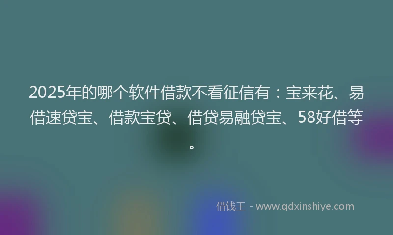 2025年的哪个软件借款不看征信有：宝来花、易借速贷宝、借款宝贷、借贷易融贷宝、58好借等。