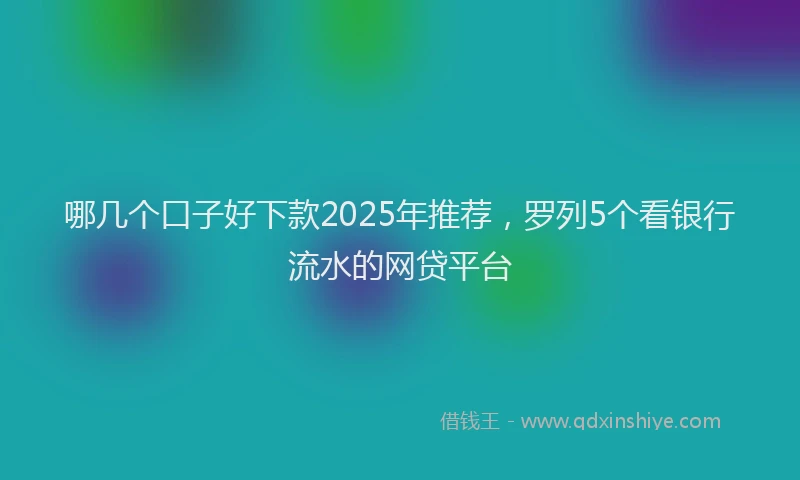 哪几个口子好下款2025年推荐，罗列5个看银行流水的网贷平台