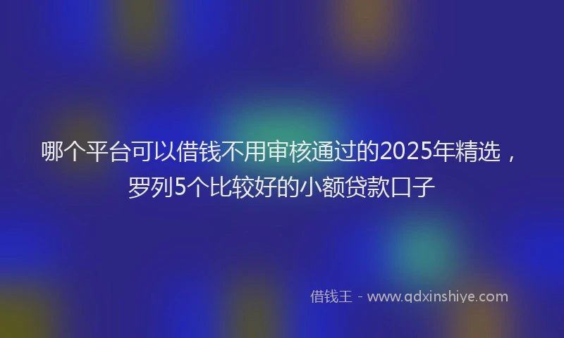 哪个平台可以借钱不用审核通过的2025年精选，罗列5个比较好的小额贷款口子