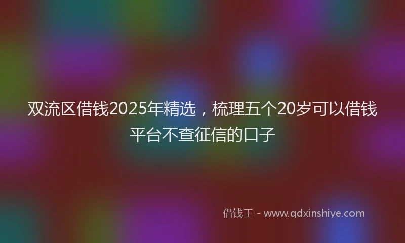 双流区借钱2025年精选，梳理五个20岁可以借钱平台不查征信的口子