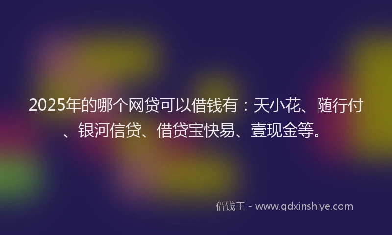 2025年的哪个网贷可以借钱有：天小花、随行付、银河信贷、借贷宝快易、壹现金等。
