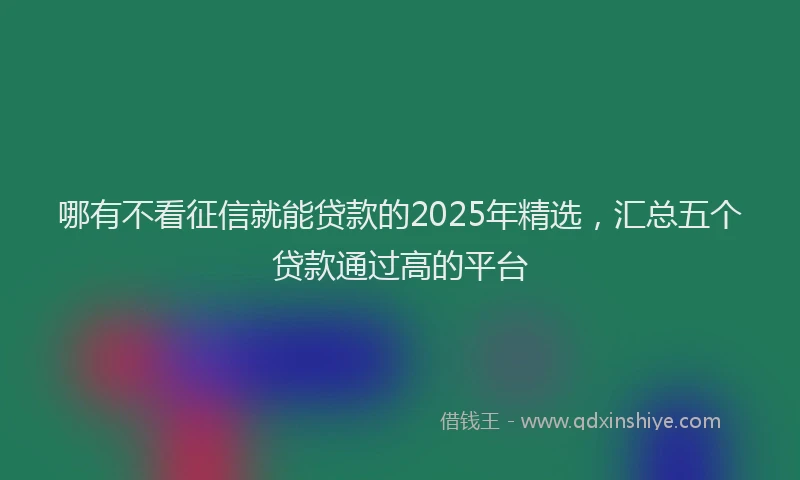 哪有不看征信就能贷款的2025年精选，汇总五个贷款通过高的平台