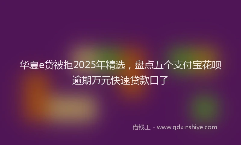 华夏e贷被拒2025年精选，盘点五个支付宝花呗逾期万元快速贷款口子