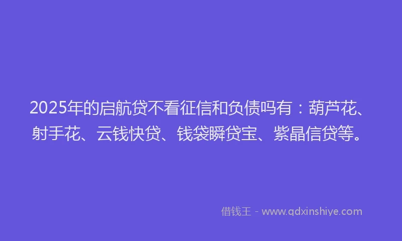 2025年的启航贷不看征信和负债吗有：葫芦花、射手花、云钱快贷、钱袋瞬贷宝、紫晶信贷等。