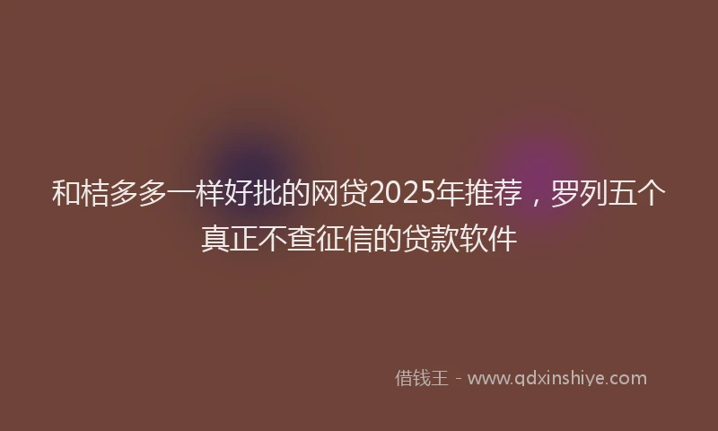 和桔多多一样好批的网贷2025年推荐，罗列五个真正不查征信的贷款软件