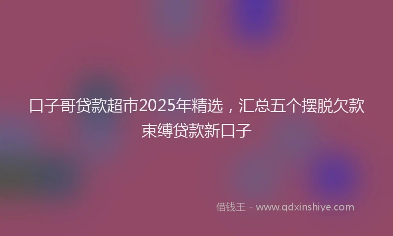 口子哥贷款超市2025年精选，汇总五个摆脱欠款束缚贷款新口子