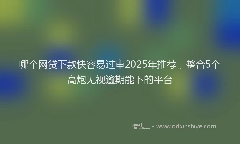 哪个网贷下款快容易过审2025年推荐，整合5个高炮无视逾期能下的平台