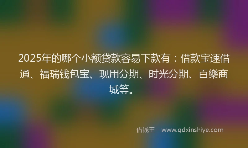 2025年的哪个小额贷款容易下款有：借款宝速借通、福瑞钱包宝、现用分期、时光分期、百樂商城等。