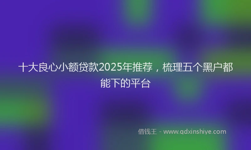 十大良心小额贷款2025年推荐，梳理五个黑户都能下的平台