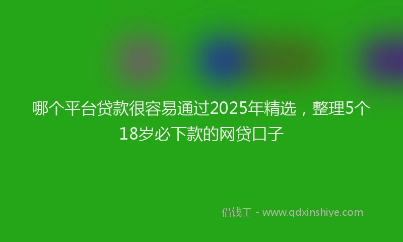 哪个平台贷款很容易通过2025年精选，整理5个18岁必下款的网贷口子