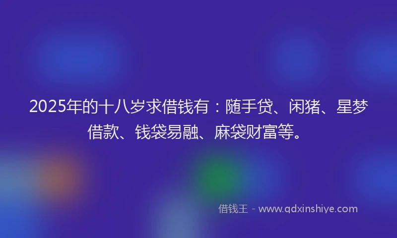 2025年的十八岁求借钱有：随手贷、闲猪、星梦借款、钱袋易融、麻袋财富等。