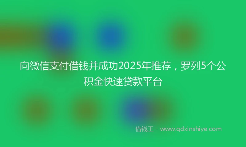 向微信支付借钱并成功2025年推荐，罗列5个公积金快速贷款平台