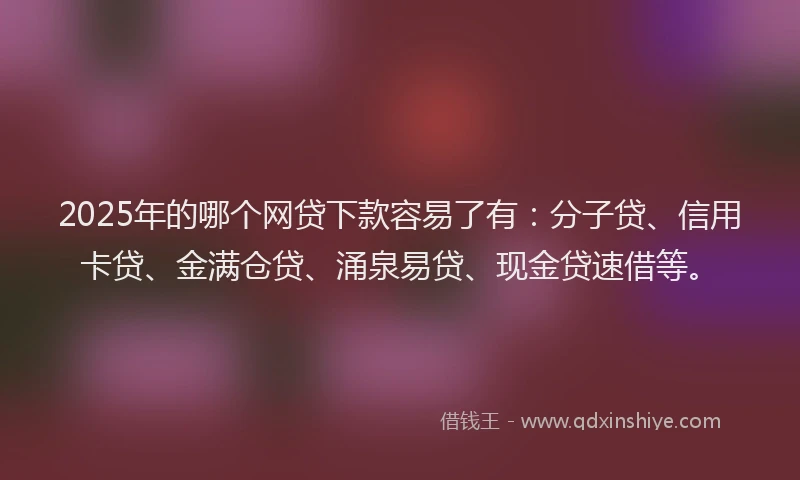2025年的哪个网贷下款容易了有：分子贷、信用卡贷、金满仓贷、涌泉易贷、现金贷速借等。