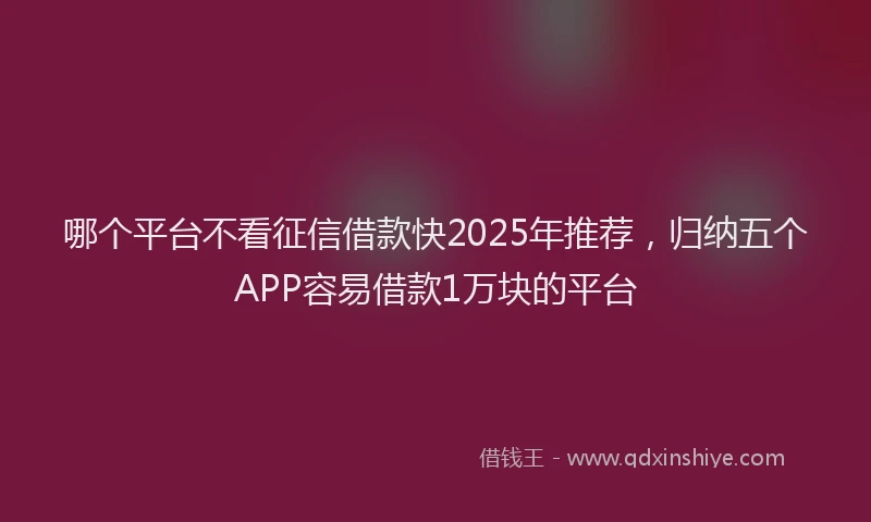 哪个平台不看征信借款快2025年推荐，归纳五个APP容易借款1万块的平台
