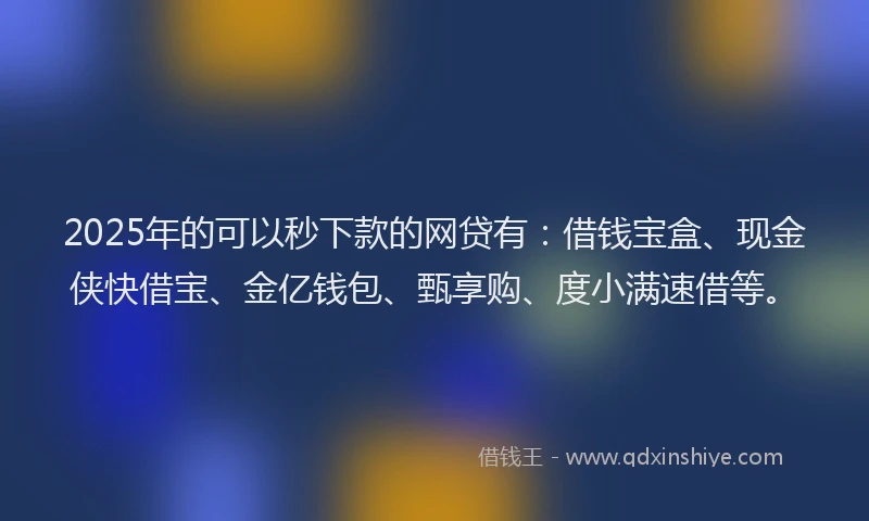 2025年的可以秒下款的网贷有：借钱宝盒、现金侠快借宝、金亿钱包、甄享购、度小满速借等。
