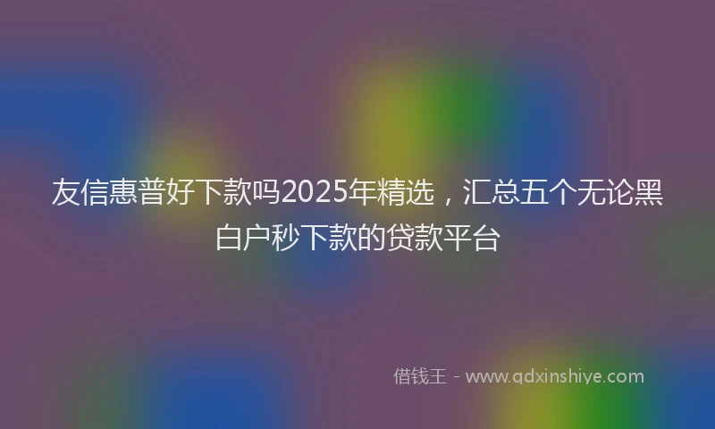 友信惠普好下款吗2025年精选，汇总五个无论黑白户秒下款的贷款平台